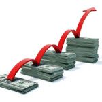 Busines graph with money and arrow